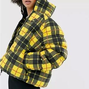 Nike Yellow Plaid Puffer